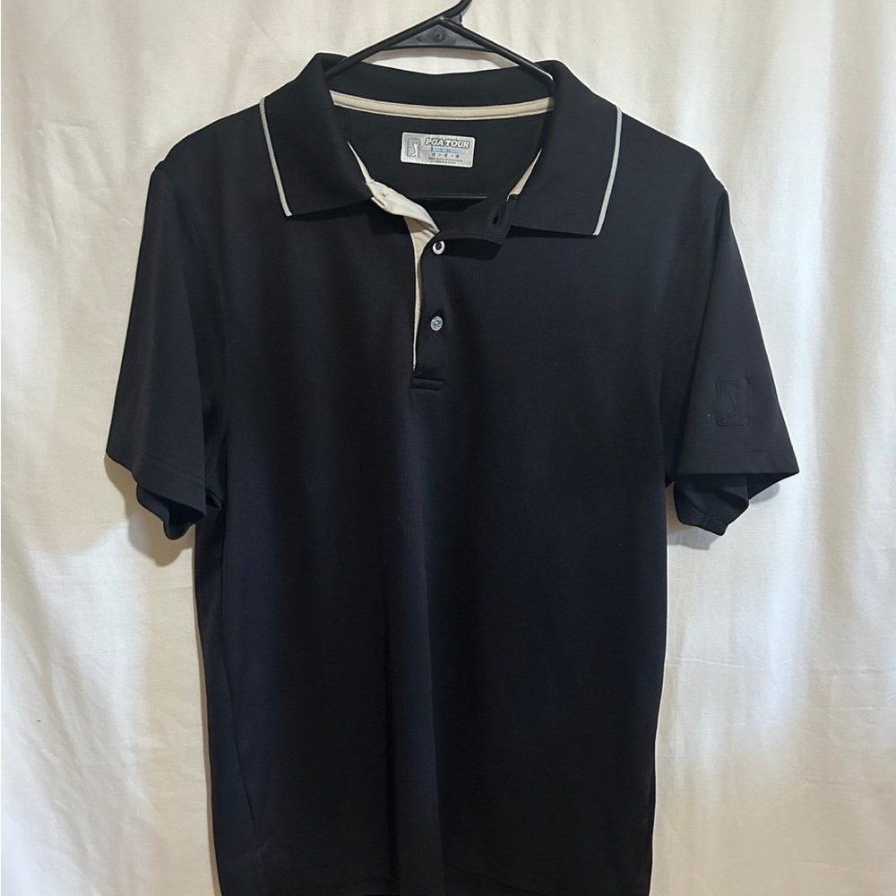 PGA Tour Black Polo Shirt Classic Design
